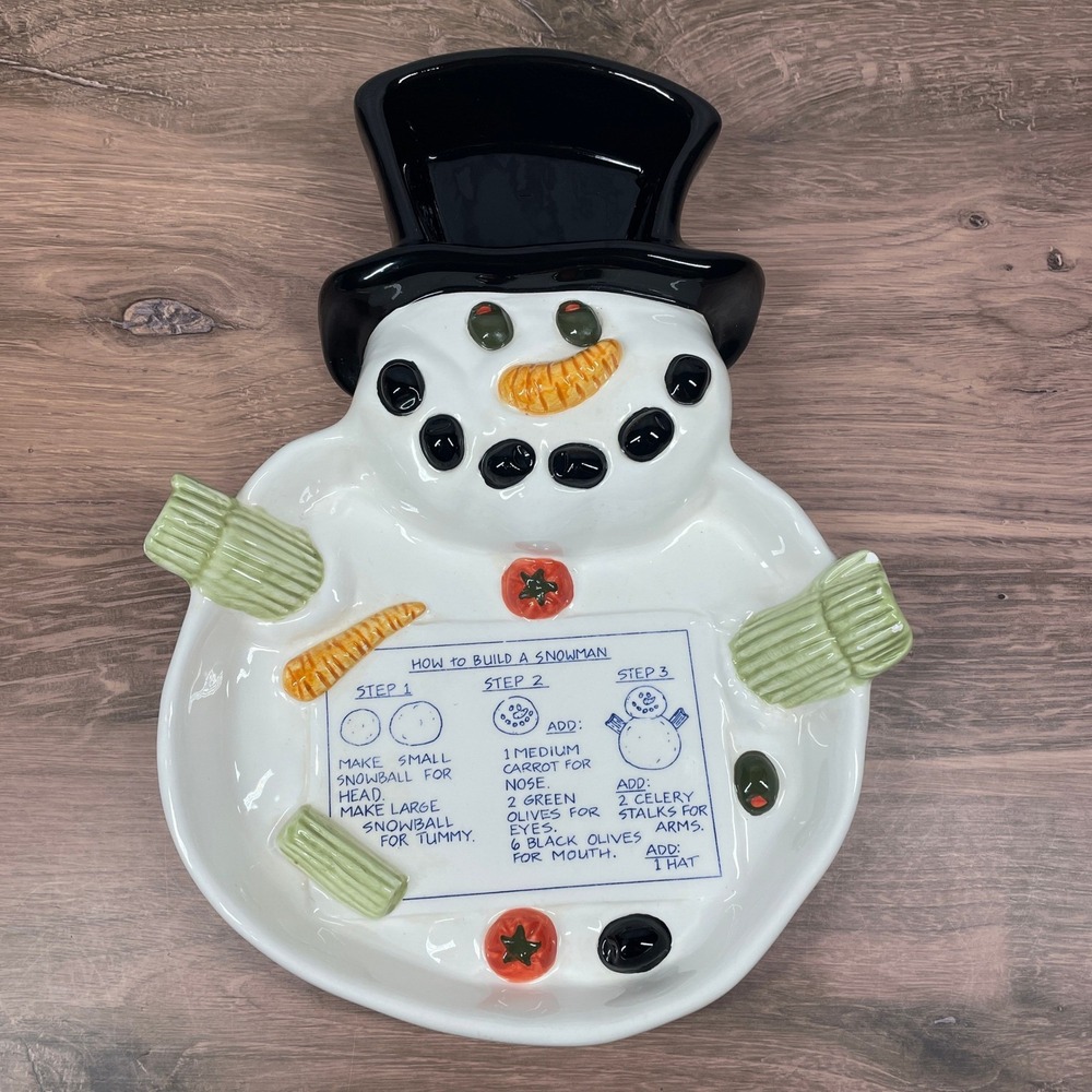 FIGI Build a Better Snowman Chip N' Dip Holiday Serving Dish Platter Tray